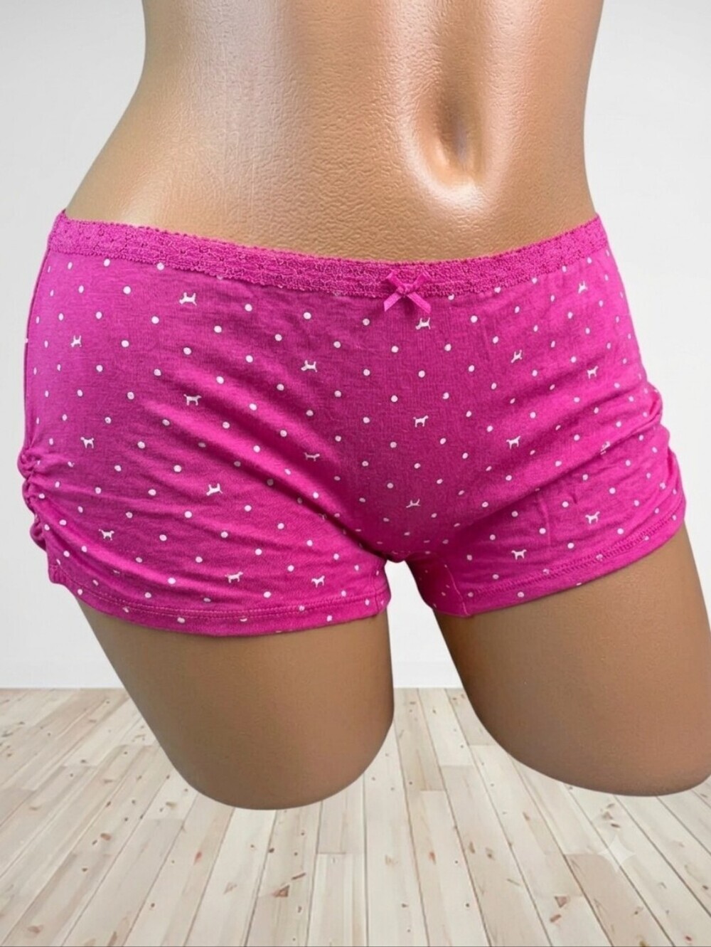 Victoria's Secret Logo Cotton Dorm Boyshort Panties L NWT